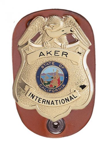Aker Leather Badge Holder Model Number: A590-tp Federal shield TAN in color