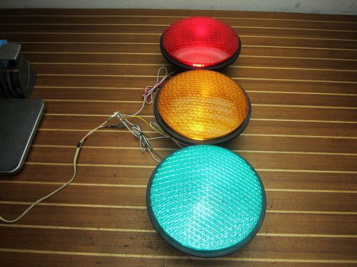 Leotek 12&#034; dia electric green, yellow, and red led traffic signal light set for sale
