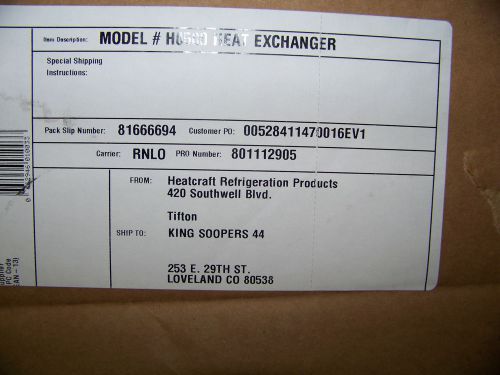 Heatcraft Refrigeration Heat Exchanger Model 24200007 (H0300) New