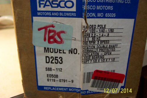 FASCO D235 MOTOR, SHADED POLE, 1/20,1/40,1/50th HP, 115 VAC, 105O RPM, 3 SPEED