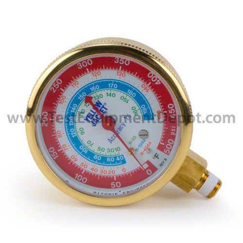 Yellow Jacket 49067 2-1/2&#034; Brass Pressure, 0 - 500 Psi, R-22/134A/404A