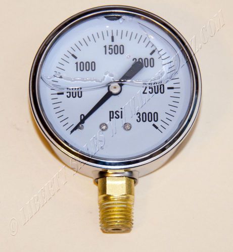 New hydraulic liquid filled pressure gauge 0-3000 psi for sale