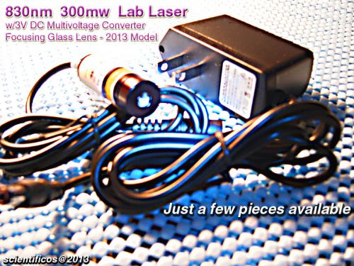 POWERFUL Focusing 830nm 300mw Lab Laser w/3V A/C 120/220v Meter Tested/Certified