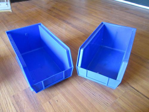 (2) 14-3/4&#034;x8-1/4&#034;x7&#034; plastic storage stacking stack bin plastibin akrobin blue for sale