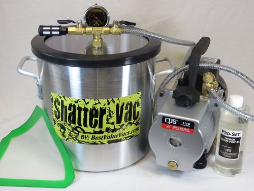 Shattervac 3 gallon vacuum chamber and cps 4cfm dual stage pump for extracts for sale