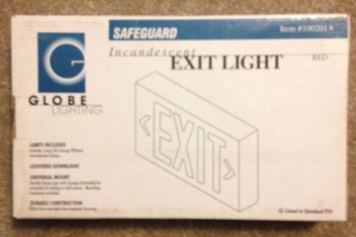 NOS Globe Lighting Safeguard Incandescent Exit Light Sign Red #100201 R Boxed