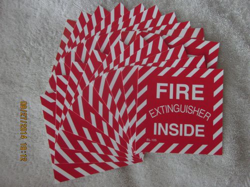 (LOT OF 20)  &#034;FIRE EXTINGUISHER INSIDE&#034; SELF-ADHESIVE VINYL SIGN&#039;S...4&#034; X 4&#034; NEW