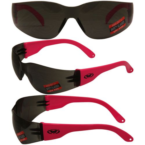 Global vision rider safety riding glasses neon pink frame smoke lens z87.1 for sale