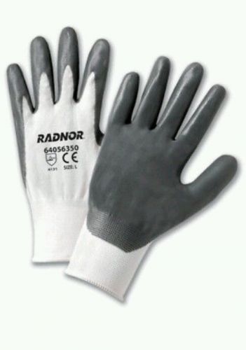 Radnor M White Nitrile Coated Gloves W/ Nylon Knit Liner &amp; Knit Wrist (12pk)