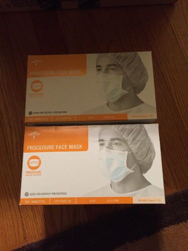 Medline Procedural Blue Face Mask w/ Earloops (2 boxes of 50) NON27375