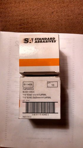 STANDARD ABRASIVES 10 PC BOX NEW #611406 1 X 1 X 1/4 FLAP WHEELS 80 GR A/O
