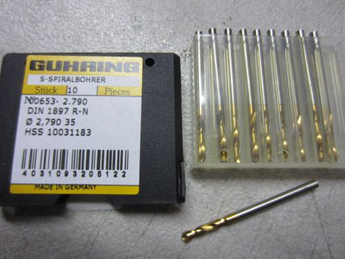 10 pcs guhring 00653-2.790mm #35 hss stub machine length tin coated twist drills for sale