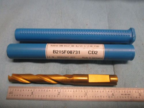 NEW HERTEL 11/32 8.731MM SOLID CARBIDE DRILL TIN COATED B215F08731 CD2