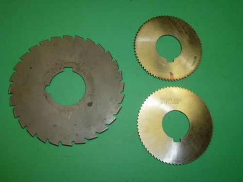 LOT of (3) ASSORTED UNION TOOL SLITTING SAW BLADES, 2-3/4&#034; &amp; 4&#034; DIAMETERS, #11 &amp;