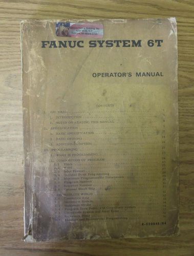 Fanuc System 6T CNC for Lathes Operators Manual Turning Center Control 6