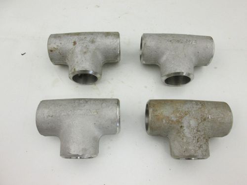 Lot x 4 flowline 1&#034; 40s wp304/304l stainless steel straight tee buttweld fitting for sale