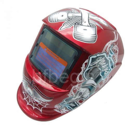 Red welding helmet arc pro solar auto-darkening tig mig welder mask grinding new for sale