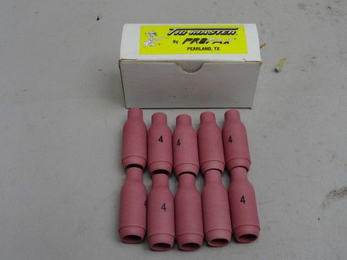 New profax 10n50 tig weld welding alumina cups 1/4&#034; i.d. size 4 lot of 10 for sale