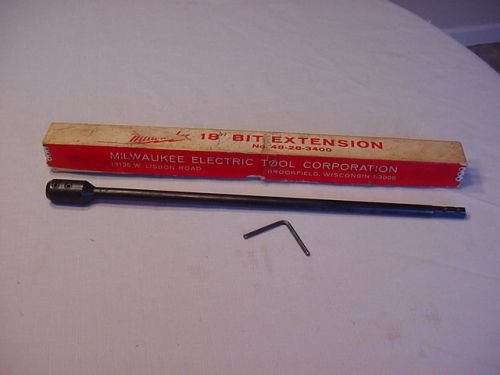 Vintage Milwaukee 18&#034; Long 1/2&#034; Drill Bit Extension In Box With Key