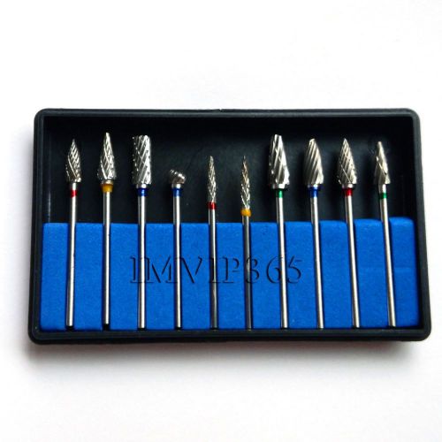 Set 10 tungsten steel dental burs lab burrs tooth drill vip for sale