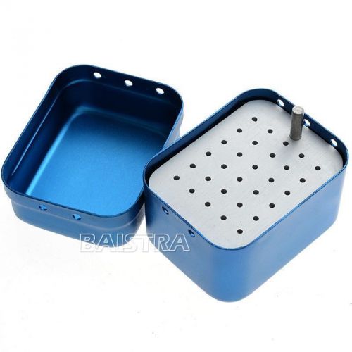 Dental High Speed Bur Autoclave Disinfection Box Holder Blue Color 30 holes