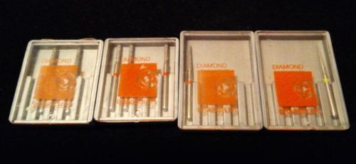 Lot of 7 brasseler bur diamond flame 135 f, ef 014, 8836kr 8656  dental lab tool for sale