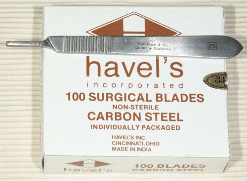 Havel&#039;s Surgical Blades (100pcs) individually packaged + new handle Germany!