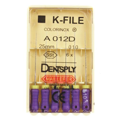 10 Packs DENTSPLY K-FILE 25mm 010 SSt Endodontic Root Canal Files Hand Use