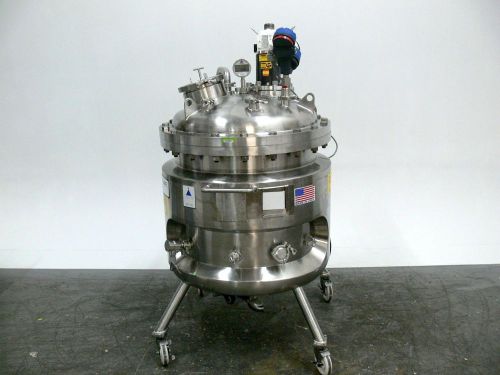Precision 250 liter jacketed bio-reactor stainless steel tank w/ mixer &amp; gauges for sale