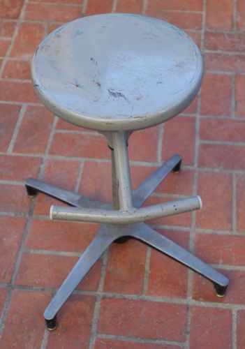 1980&#039;s adjusto industrial all-metal adjustable lab stool w/ footrest 17&#034; to 23&#034; for sale