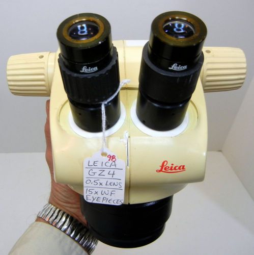 LEICA GZ4 Stereo Zoom Microscope, 15X WF, 45X Max Mag, 0.5X BARLOW LENS #98