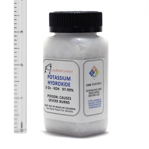 Potassium hydroxide  fcc cert. ultra-pure (99%) flake  5 oz  ships fast from usa for sale