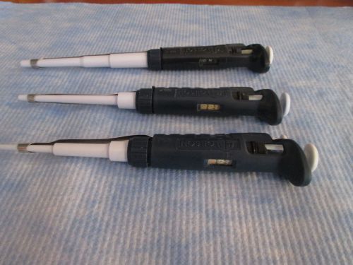 Gilson pipetman set micropipette pipet p20, p200, + p1000 calibrated lot 6 for sale