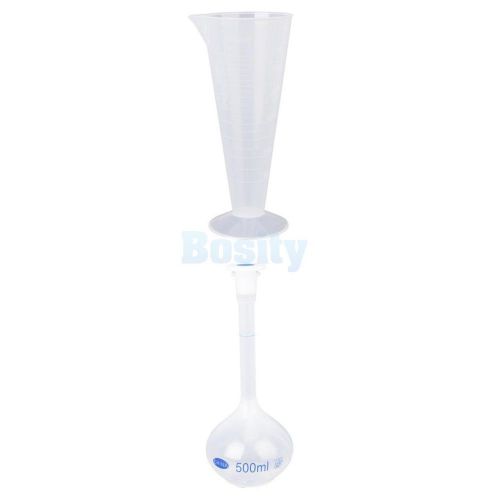 500ml Laboratory Measurement Beaker Measuring Cup Plastic + Volumetric Flask
