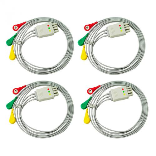 2014 New 3-Lead ECG Leadwire Set Group Cable,Snap 8 pins ,AHA,For Nihon Kohden