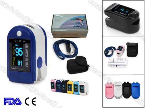Color fingertip pulse oximeter, blood oxygen saturation spo2 monitor+rubber case for sale