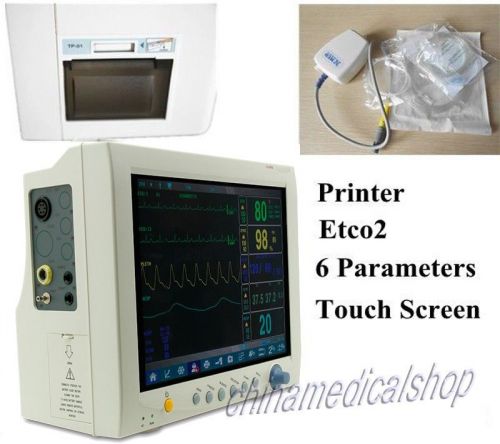 Contec touch/big screen icu patient monitor + printer + etco2 6 parameters hot for sale