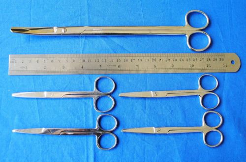 K/S Operating Scissors 11&#034; Curved Germany &amp; 4 Assorted Scissors QTY 5