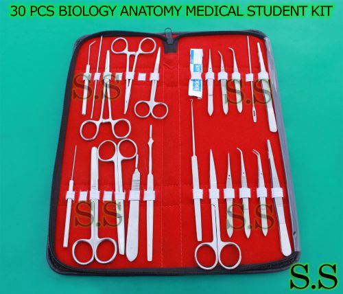 30 PCS BIOLOGY LAB ANATOMY MEDICAL STUDENT DISSECTING KIT+SCALPEL BLADES #12