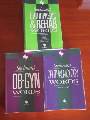 Medical Transcription Word Books, bundle/3 Stedman&#039;s, Ortho, OB, Ophthalmology
