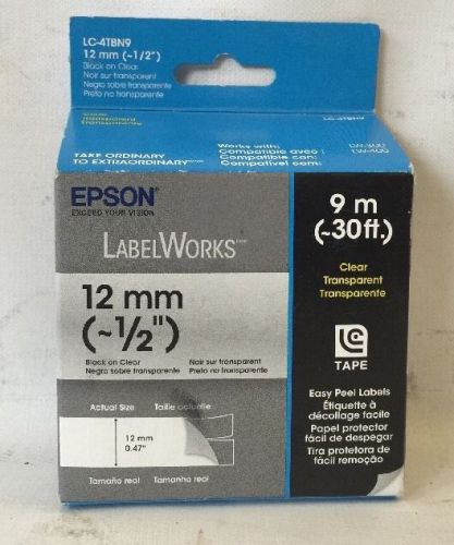 EPSON Labelworks 12mm Black On Clear Transparent Tape Labels LC-4TBN9 NEW NIB