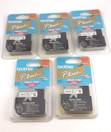 5 Brother M-K231 M K231 P-Touch Label Ptouch 1/2&#034; BLACK WTITE