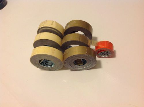 Dymo labeling tape 1/2&#034; inch, 7 partial rolls, gold, cream, orange, for sale