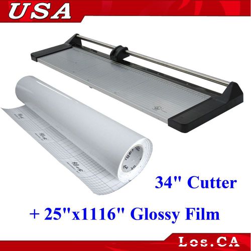 34&#034; rotary trimmer cutter+25&#034;x1116&#034; cold glossy laminating film free shipping for sale