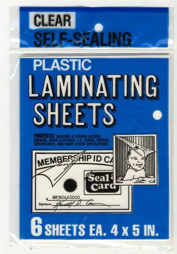 Seal a Card Plastic Clear Laminating Sheets Pkg of 6 sheets No Tools Needed