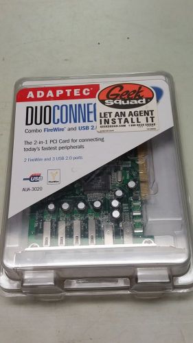 Adaptec aua-3020 duoconnect combo firewire &amp; usb2.0 host adapter *i254 (nib) for sale