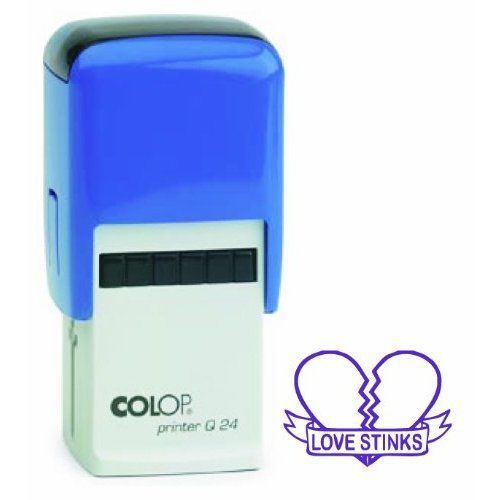 COLOP Printer Q24 Love Stinks Broken Heart Word Stamp - Violet