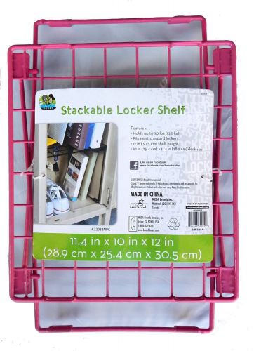 NEW LOCKER DUDES Stackable Wire Shelf PINK Holds Up to 30lbs GREAT FOR SCHOOL