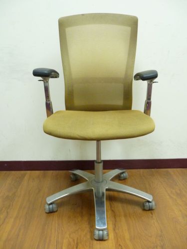 Knoll &#034;life&#034; office chair - brown seat &amp; mesh back - polished base  #10638 for sale