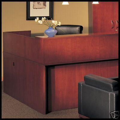 Office reception desk receptionist station l shaped new cherry or mahogany wood for sale